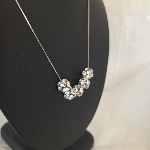 Charming Charlie Silver Tone Floating Crystal Beaded Necklace 18 in. - Picture 2 of 5